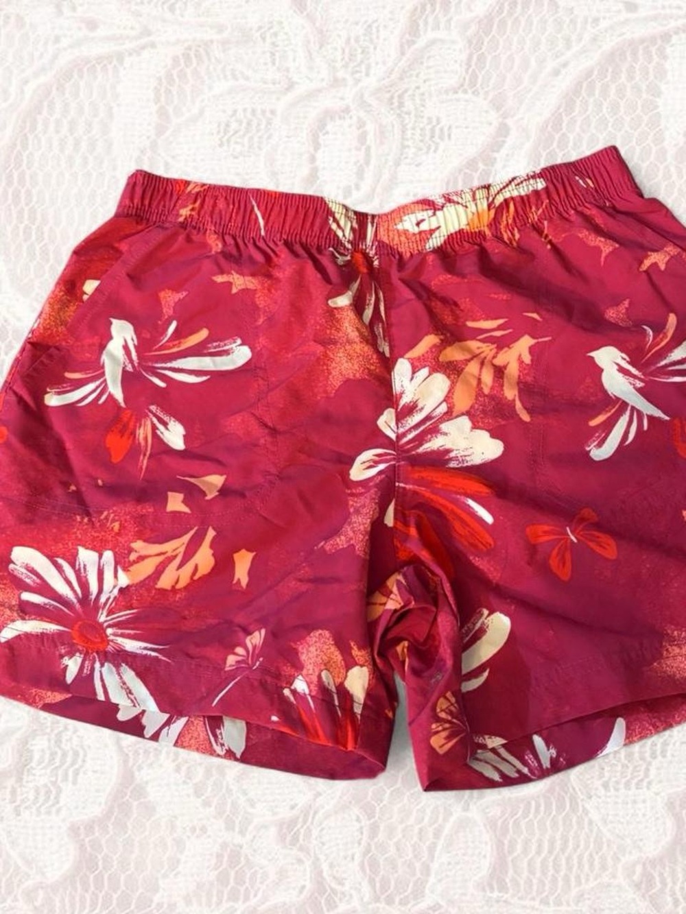Columbia Women's Maroon and pink Floral Athletic Shorts